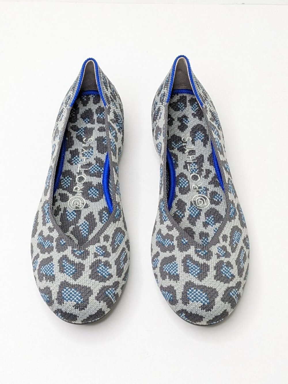 Rothy's The Flat Round Toe Slip-On Knit Ballet Flats Grey Spot Womens 7